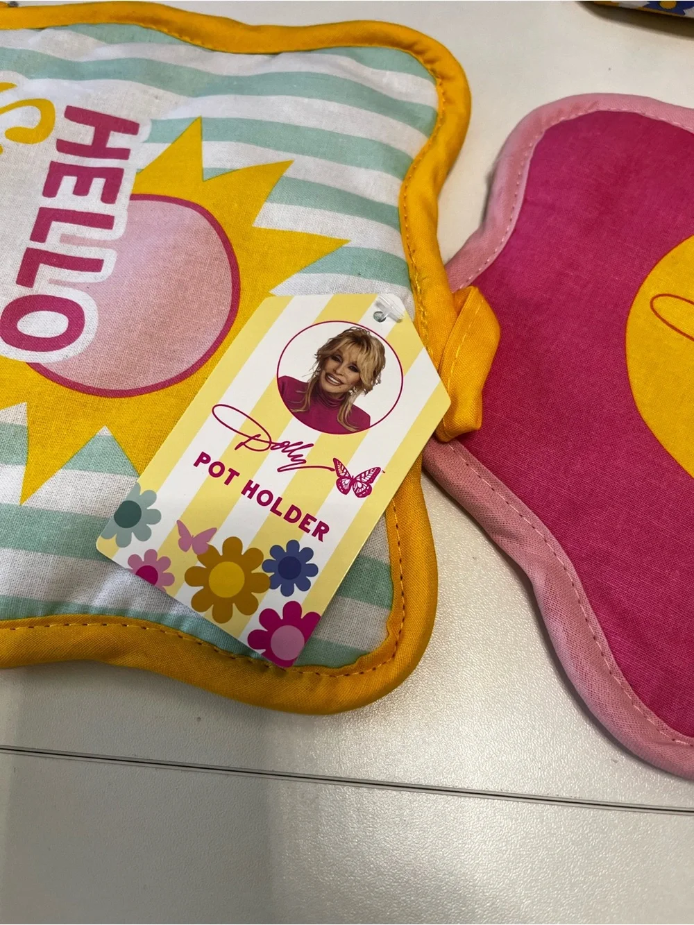 Dolly Parton What Would Dolly Do? Blue Stripe Tote Vinyl Tablecloth Pot Holders